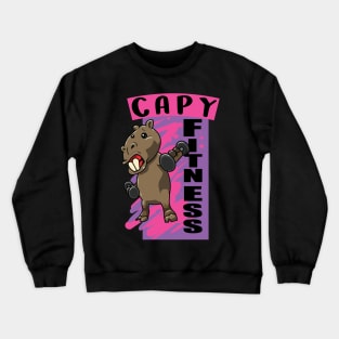 Cute Capybara Design - Capy Fitness Weightlifting Gym Rat Crewneck Sweatshirt